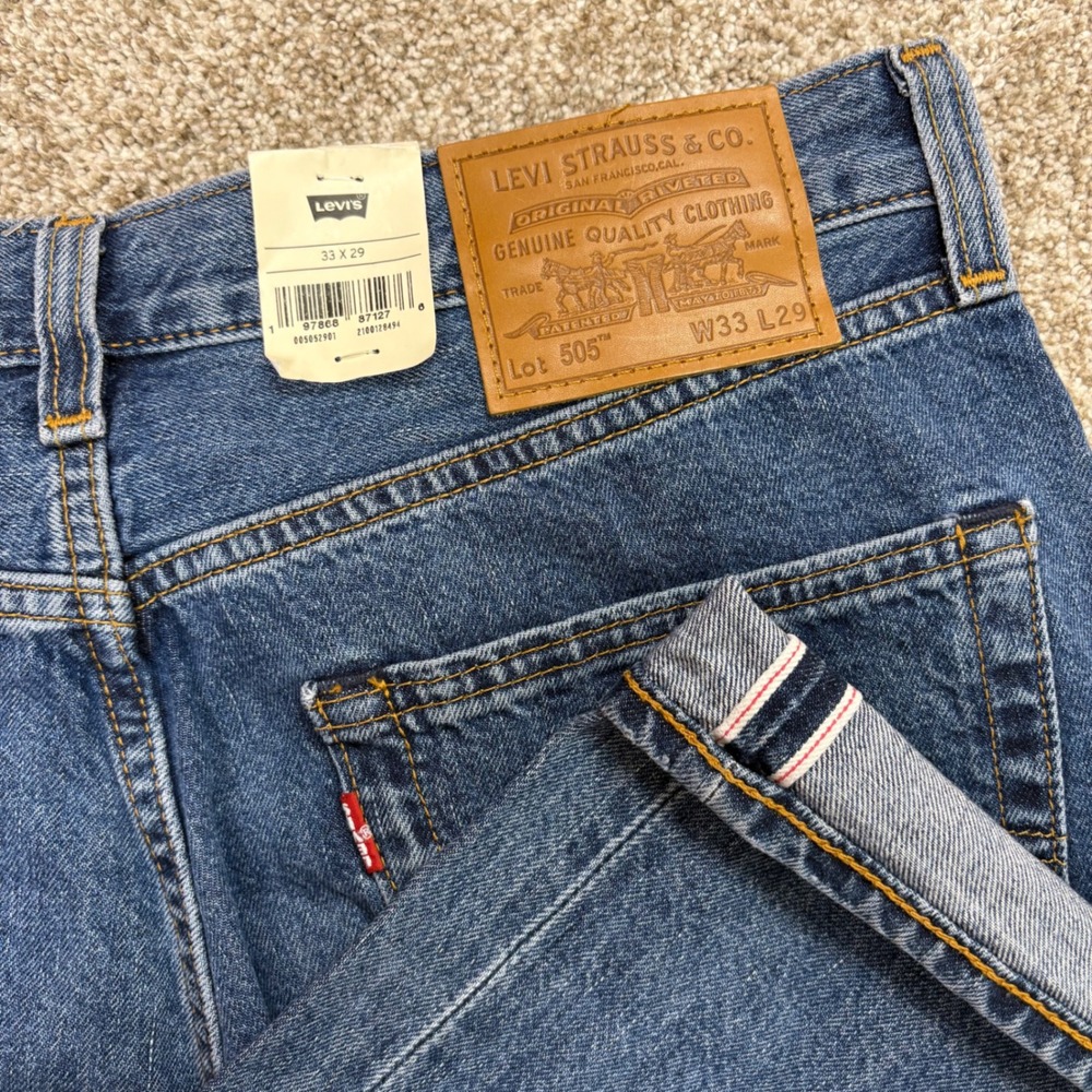 NEW Levi's 505 Premium Selvedge Jeans Men's 33x29 Blue Denim Straight Leg Fit